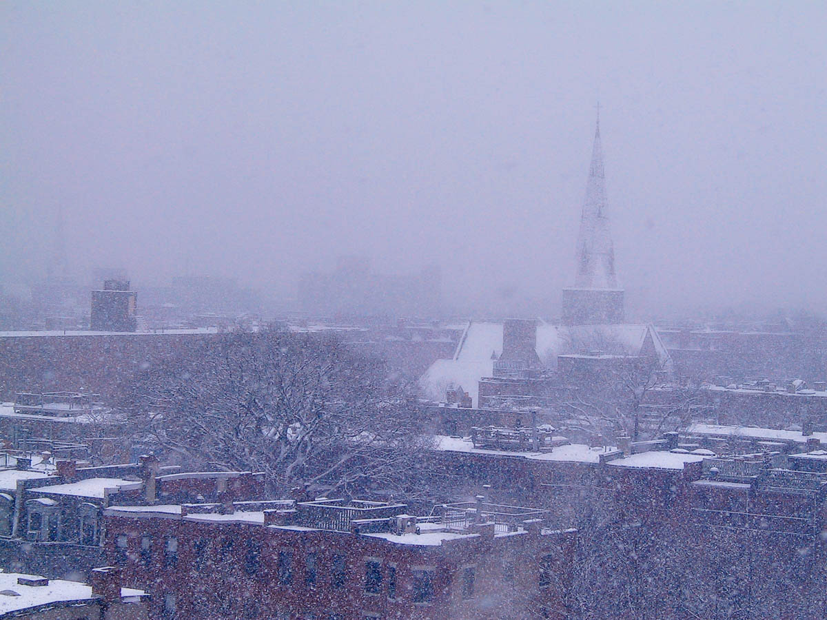 Snow storm, Boston South End. (as seen from our apartment) Feb 2003
