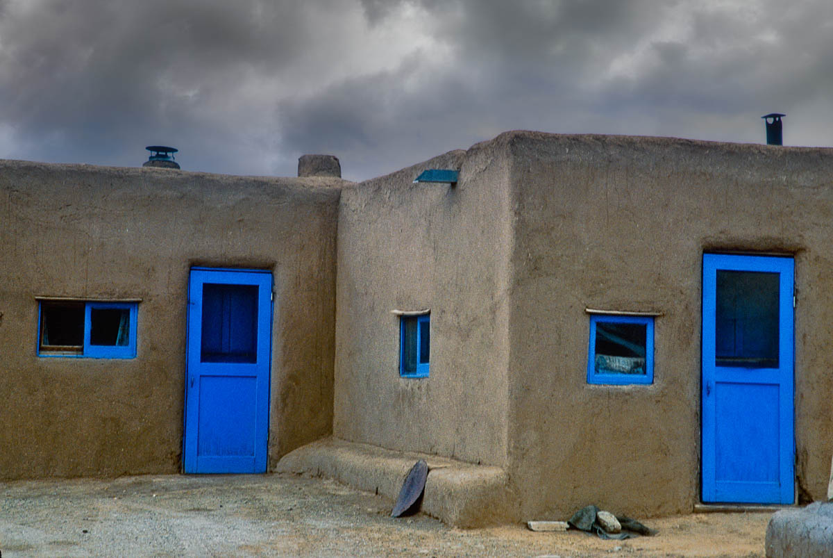 Blue doors and windows, Taos Pueblo, New Mexico