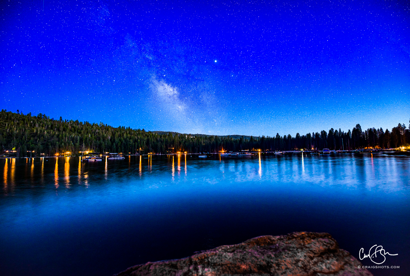 Aug 1: Milky Way at Blue Hour, Pinecrest Lake, CA